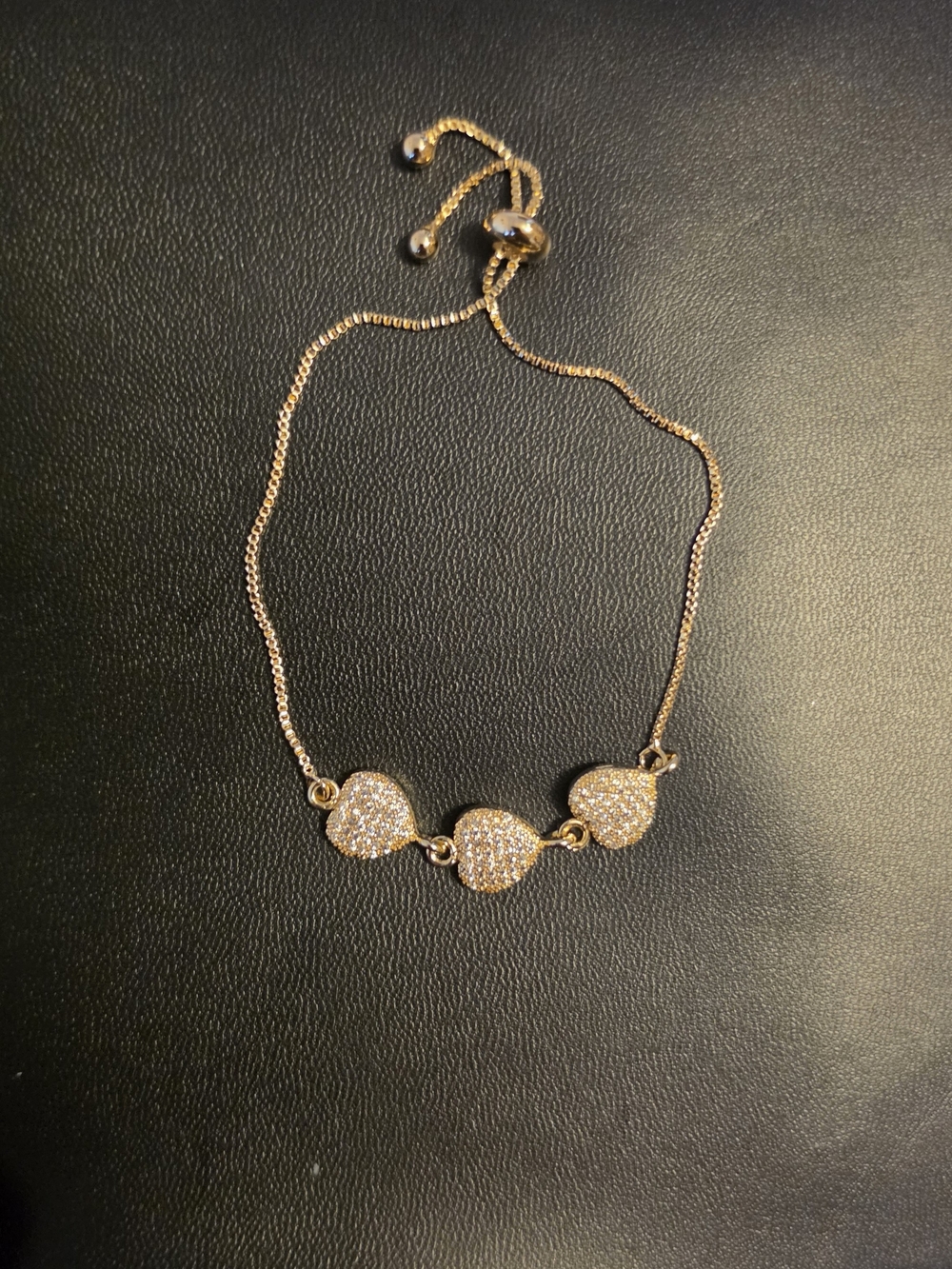 Gold Tone Heart Trio Adjustable Bracelet - Women Jewelry